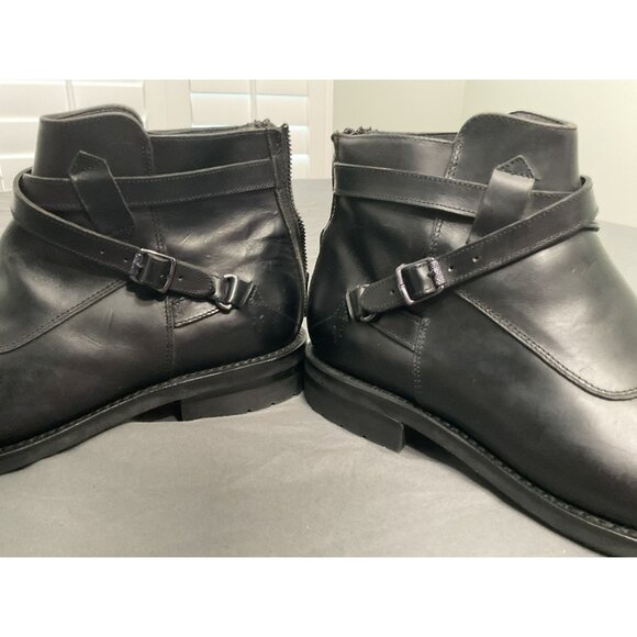 FRYE Rugged STONE CROSS STRAP Short Oil Resistant BLACK LEATHER BOOT 8.5 D - Picture 4 of 16